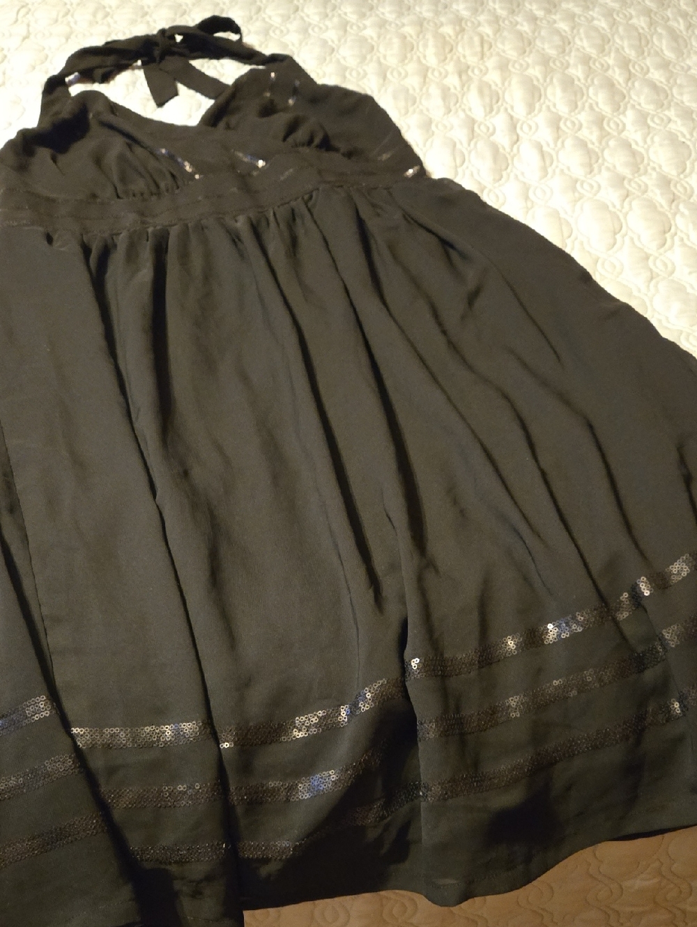 Lane Bryant Black Halter Skater Skirt Dress with Sequin Bands